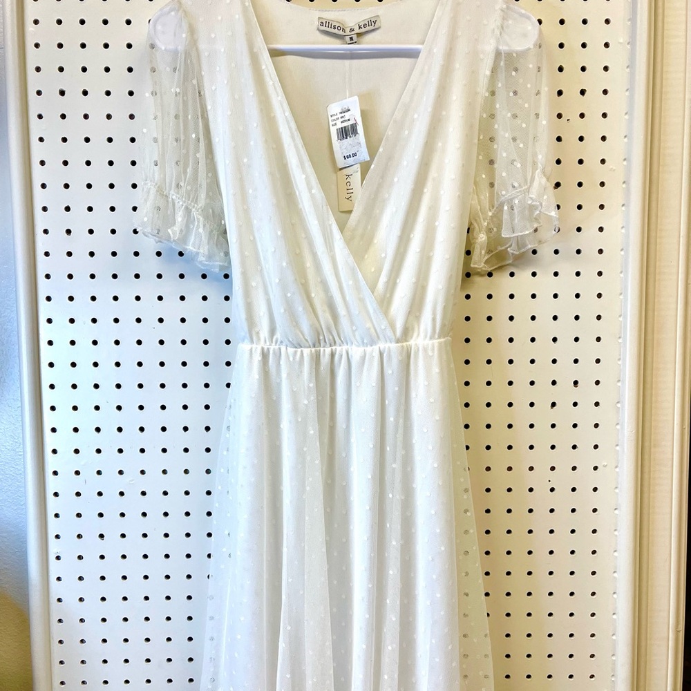 White Sheer Sleeve Dress